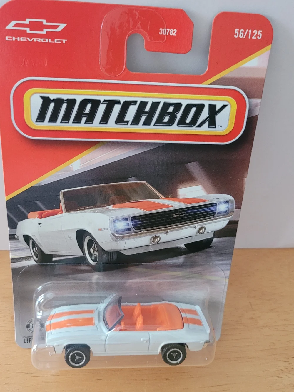 Matchbox White Chevrolet Convertible with Orange Stripes